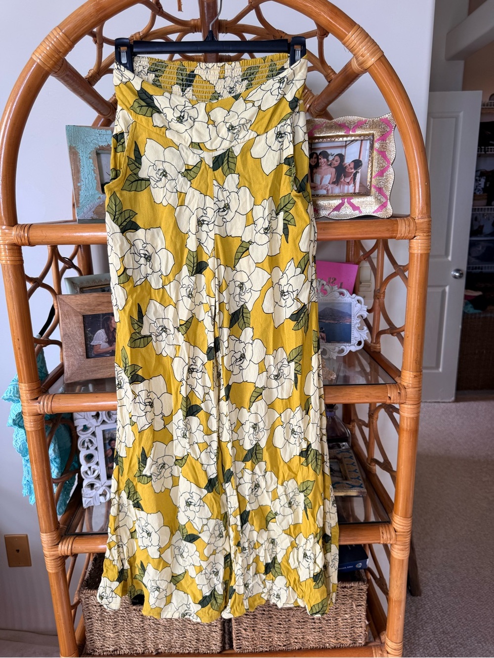 Ava Sky Fighting Eel Wide-Leg Women’s Jumpsuit Pants — Yellow Floral xs